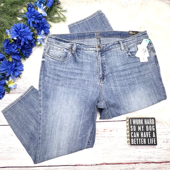 👖NWT🤩 |•KUT FROM THE KLOTH•| Ankle Straight Leg High Rise Jeans Size 22W👖 - Picture 2 of 13
